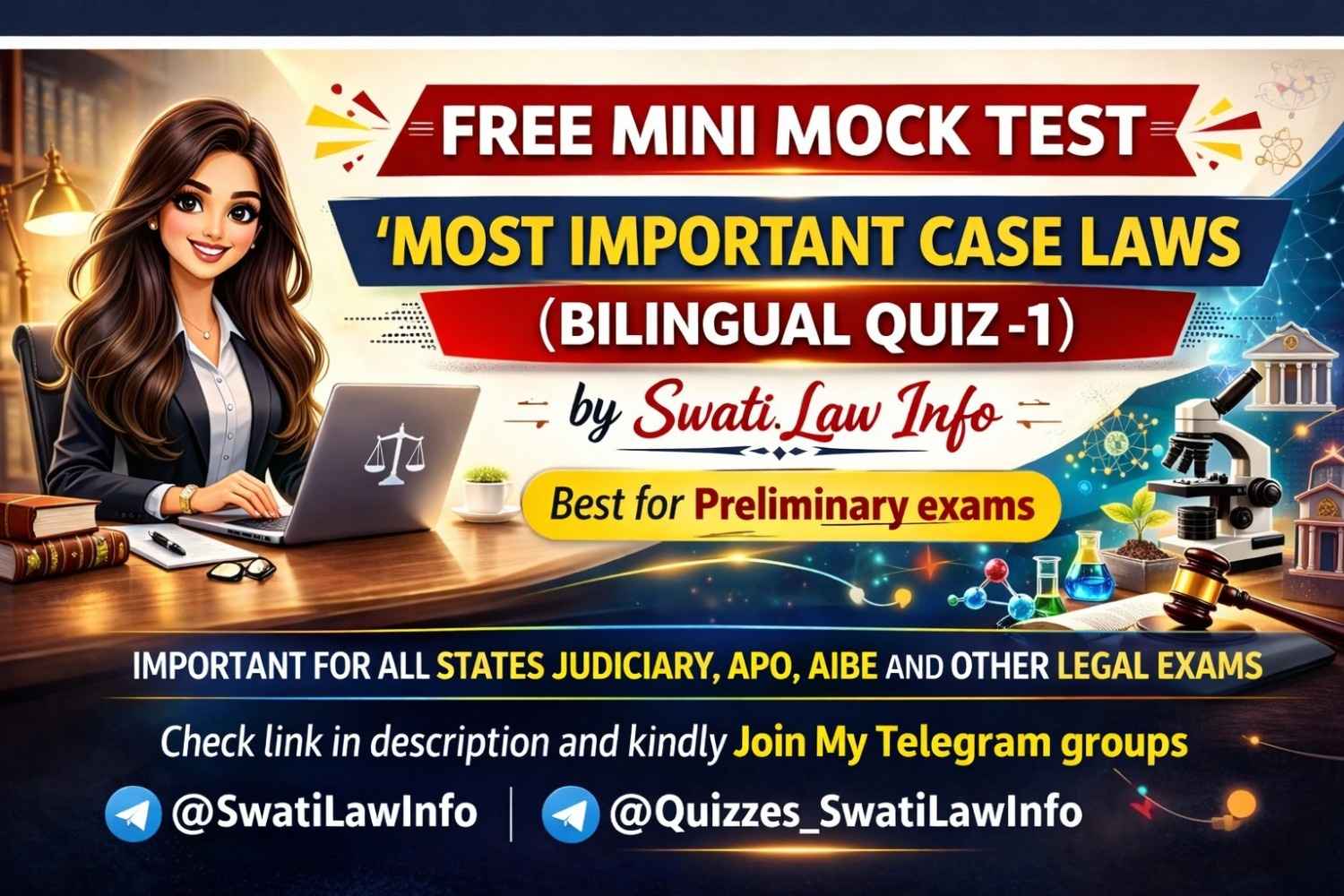 'MOST IMPORTANT CASE LAWS (BILINGUAL QUIZ -1) CREATED BY ADV SWATI @SwatiLawInfo From Punjab 👑👩🏻‍⚖️⚖️' https://t.me/Quizzes_SwatiLawInfo